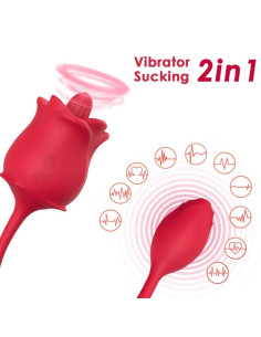 ARMONY PINK 2 IN 1 SUCTION STIMULATOR VIBRATOR 10 MODES WITH RED TAIL