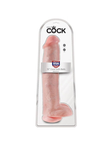 KING COCK REALISTIC DILDO WITH TESTICLES AND SUCTION CUP 38 CM FLESH