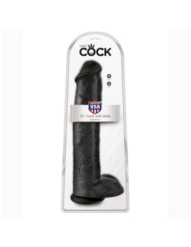 KING COCK REALISTIC DILDO WITH TESTICLES 38 CM BLACK