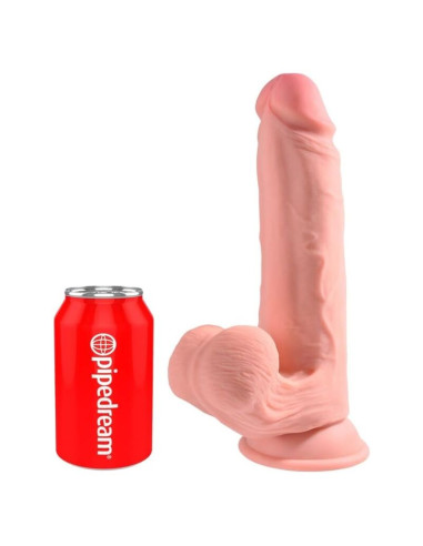 KING COCK PLUS TRIPLE DENSITY REALISTIC DILDO WITH SWINGING TESTICLES 23 CM FLESH