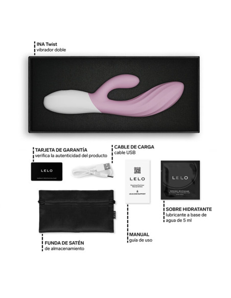 LELO INA TWIST DOUBLE VIBRATOR RABBIT FOR G SPOT AND CLITORIS PINK