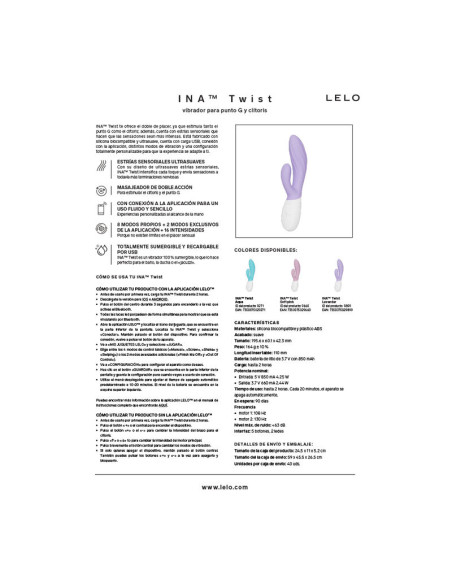 LELO INA TWIST DOUBLE VIBRATOR RABBIT FOR G SPOT AND CLITORIS PINK