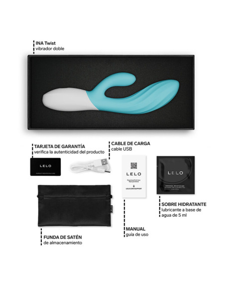 LELO INA TWIST DOUBLE VIBRATOR RABBIT FOR G SPOT AND CLITORIS BLUE