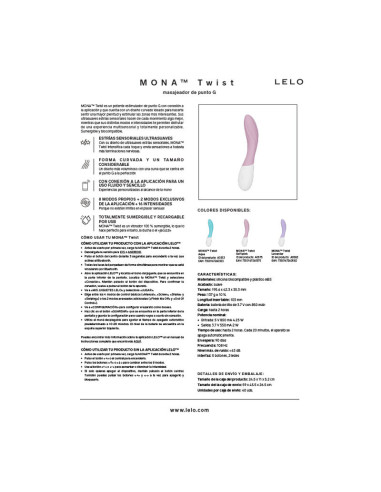 LELO MONA TWIST RECHARGEABLE APP CONTROLLED G SPOT VIBRATOR LAVENDER