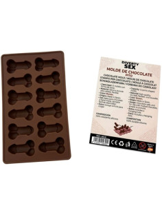 DIABLO PICANTE CHOCOLATE MOLD WITH 12 SILICONE PENISES FOR HANGING RED