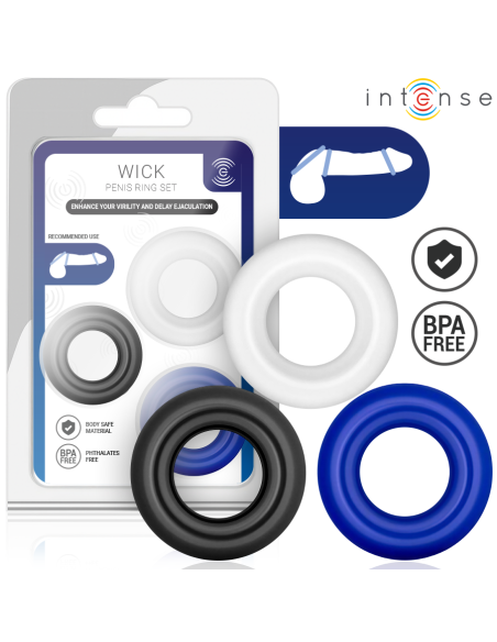 INTENSE WICK SET OF 3 PENIS RINGS VARIOUS COLORS