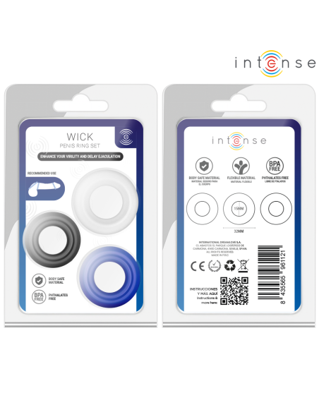 INTENSE WICK SET OF 3 PENIS RINGS VARIOUS COLORS