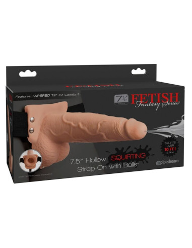 FETISH FANTASY SERIES ADJUSTABLE HARNESS REALISTIC PENIS WITH BALLS SQUIRTING 19 CM
