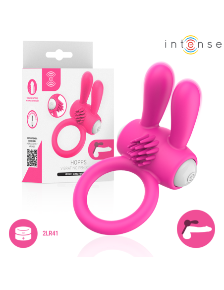 INTENSE HOPPS VIBRATING PENIS RING WITH CLITORAL STIMULATION PINK