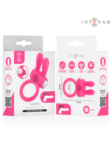 INTENSE HOPPS VIBRATING PENIS RING WITH CLITORAL STIMULATION PINK