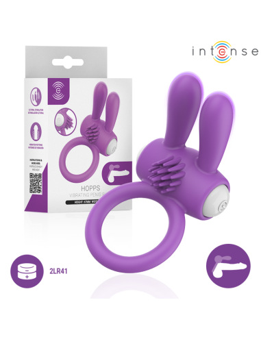 INTENSE HOPPS VIBRATING PENIS RING WITH CLITORAL STIMULATION PURPLE