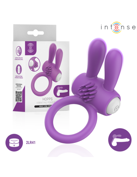 INTENSE HOPPS VIBRATING PENIS RING WITH CLITORAL STIMULATION PURPLE