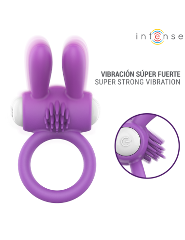 INTENSE HOPPS VIBRATING PENIS RING WITH CLITORAL STIMULATION PURPLE