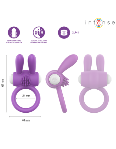 INTENSE HOPPS VIBRATING PENIS RING WITH CLITORAL STIMULATION PURPLE