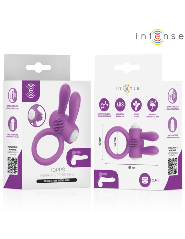 INTENSE HOPPS VIBRATING PENIS RING WITH CLITORAL STIMULATION PURPLE