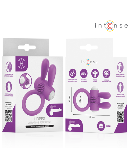 INTENSE HOPPS VIBRATING PENIS RING WITH CLITORAL STIMULATION PURPLE