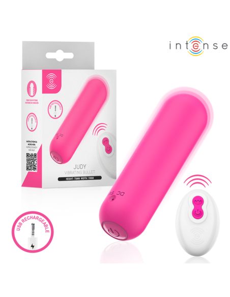 INTENSE JUDY RECHARGEABLE VIBRATING BULLET WITH REMOTE CONTROL PINK