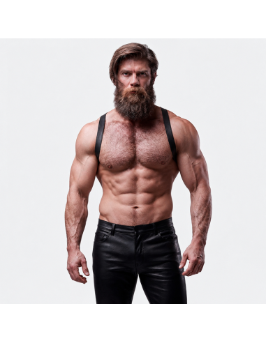 FETISH SUBMISSIVE ATTITUDE MENS ECO LEATHER BACK HARNESS