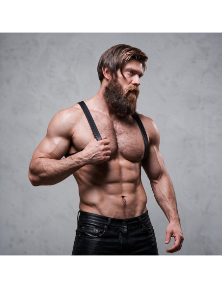 FETISH SUBMISSIVE ATTITUDE MENS ECO LEATHER BACK HARNESS