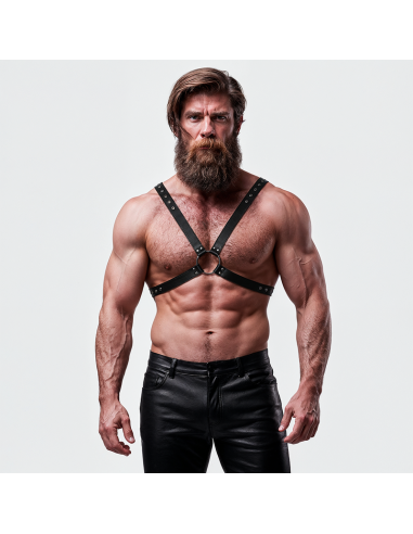 FETISH SUBMISSIVE ATTITUDE MENS CROSS CHEST ECO LEATHER HARNESS