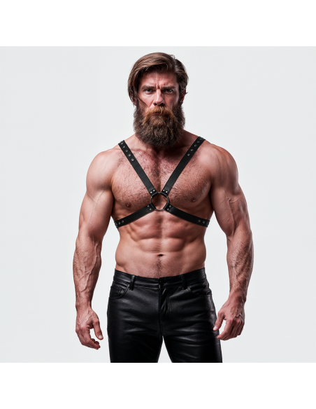 FETISH SUBMISSIVE ATTITUDE MENS CROSS CHEST ECO LEATHER HARNESS