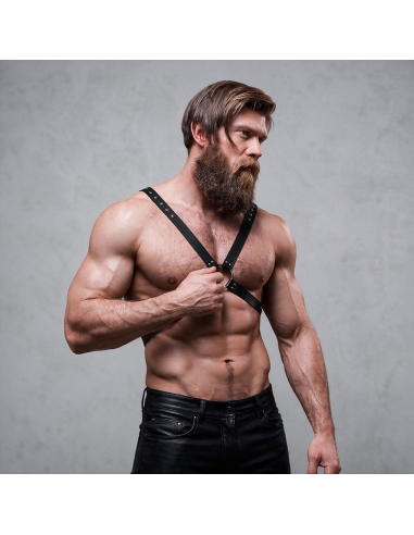 FETISH SUBMISSIVE ATTITUDE MENS CROSS CHEST ECO LEATHER HARNESS