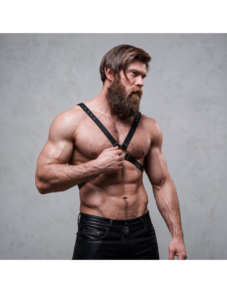 FETISH SUBMISSIVE ATTITUDE MENS CROSS CHEST ECO LEATHER HARNESS