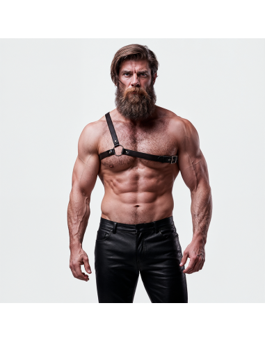 FETISH SUBMISSIVE ATTITUDE MENS CROSSED SHOULDER ECO LEATHER HARNESS