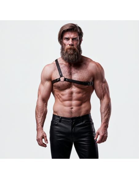 FETISH SUBMISSIVE ATTITUDE MENS CROSSED SHOULDER ECO LEATHER HARNESS