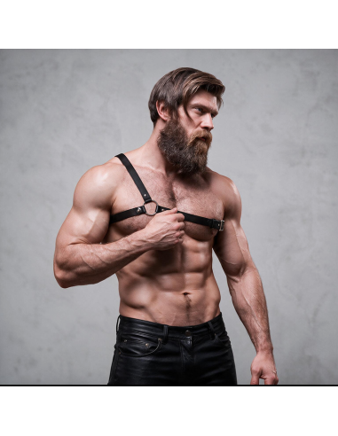 FETISH SUBMISSIVE ATTITUDE MENS CROSSED SHOULDER ECO LEATHER HARNESS