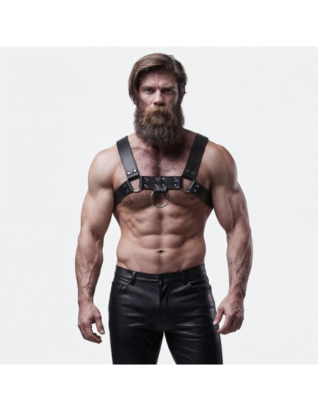 FETISH SUBMISSIVE ATTITUDE MENS ECO LEATHER CHEST HARNESS