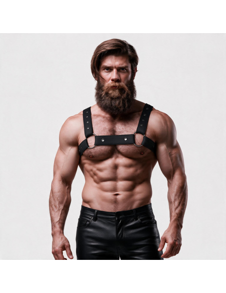 FETISH SUBMISSIVE ATTITUDE ADJUSTABLE NEOPRENE CHEST SPORTS HARNESS FOR MEN