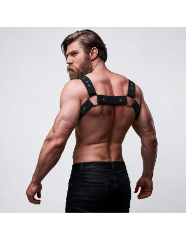 FETISH SUBMISSIVE ATTITUDE ADJUSTABLE NEOPRENE CHEST SPORTS HARNESS FOR MEN