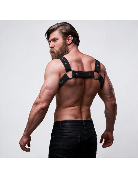FETISH SUBMISSIVE ATTITUDE ADJUSTABLE NEOPRENE CHEST SPORTS HARNESS FOR MEN