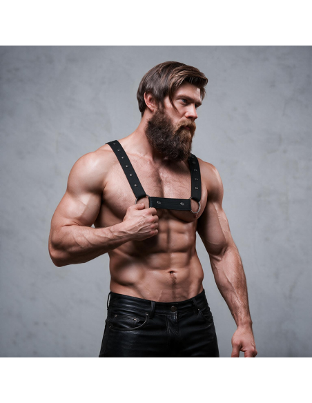 FETISH SUBMISSIVE ATTITUDE ADJUSTABLE NEOPRENE CHEST SPORTS HARNESS FOR MEN