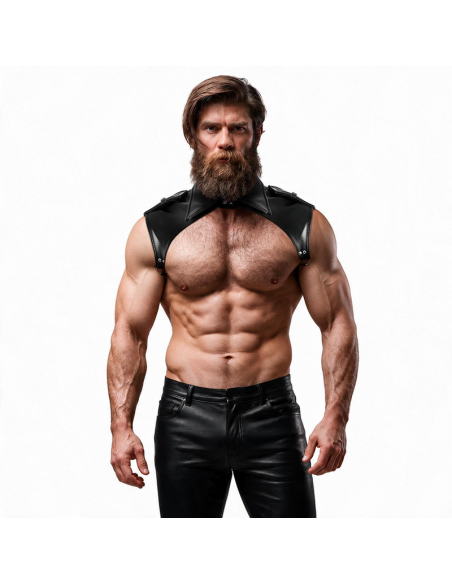 FETISH SUBMISSIVE ATTITUDE MENS BRIGADE ADJUSTABLE ECO LEATHER NECK HARNESS