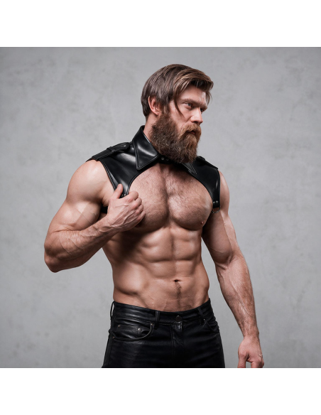 FETISH SUBMISSIVE ATTITUDE MENS BRIGADE ADJUSTABLE ECO LEATHER NECK HARNESS