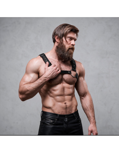 FETISH SUBMISSIVE ATTITUDE MENS ECO LEATHER CHEST HARNESS WITH STUDS
