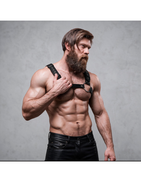 FETISH SUBMISSIVE ATTITUDE MENS ECO LEATHER CHEST HARNESS WITH STUDS