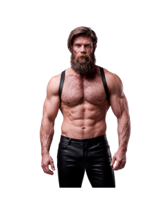 FETISH SUBMISSIVE ATTITUDE MENS ECO LEATHER BACK HARNESS