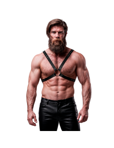 FETISH SUBMISSIVE ATTITUDE MENS CROSS CHEST ECO LEATHER HARNESS