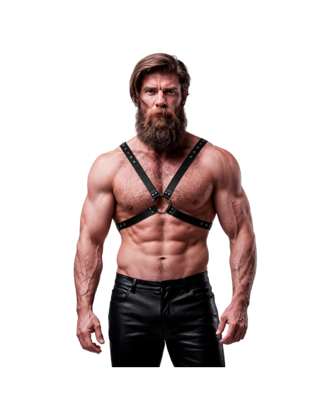 FETISH SUBMISSIVE ATTITUDE MENS CROSS CHEST ECO LEATHER HARNESS