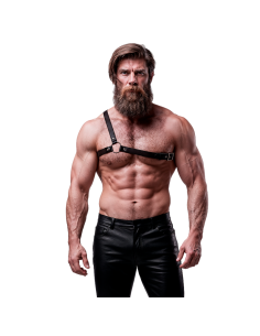 FETISH SUBMISSIVE ATTITUDE MENS CROSSED SHOULDER ECO LEATHER HARNESS