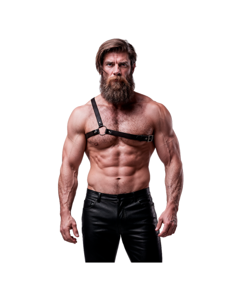 FETISH SUBMISSIVE ATTITUDE MENS CROSSED SHOULDER ECO LEATHER HARNESS
