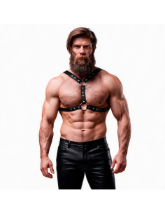 FETISH SUBMISSIVE ATTITUDE ECO LEATHER CHEST HARNESS WITH DOUBLE SUPPORT AND STUDS FOR MEN