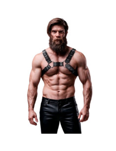 FETISH SUBMISSIVE ATTITUDE MENS ADJUSTABLE ECO LEATHER CHEST BULLDOG HARNESS