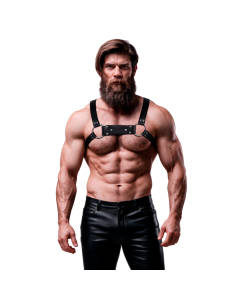 FETISH SUBMISSIVE ATTITUDE MENS ECO LEATHER BULLDOG CHEST HARNESS SIZE M L