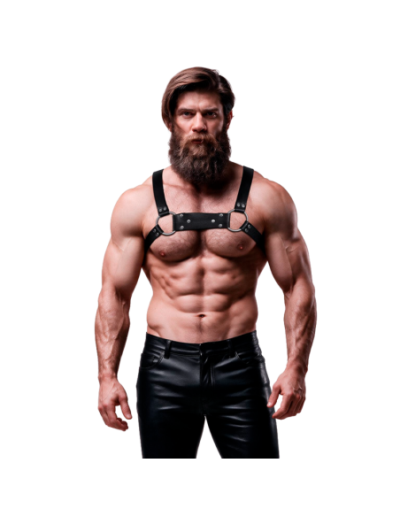 FETISH SUBMISSIVE ATTITUDE MENS ECO LEATHER BULLDOG CHEST HARNESS SIZE M L