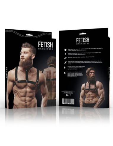 FETISH SUBMISSIVE ATTITUDE MENS ECO LEATHER BULLDOG CHEST HARNESS SIZE M L