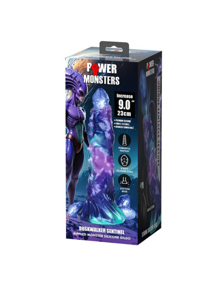 POWER MONSTERS DUSKWALKER SENTINEL TRICOLOR INFLATABLE FANTASY SILICONE DILDO 23 CM O 5 CM